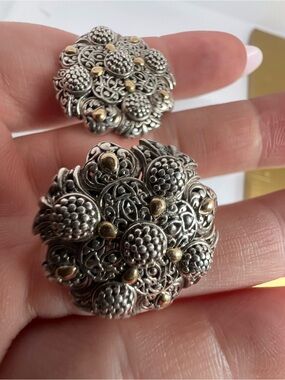 SARDA 18K gold Steling silver Bali artisan omega back earrings